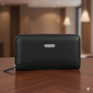 Two Pretty Handcrafted Black Zippered Wallet